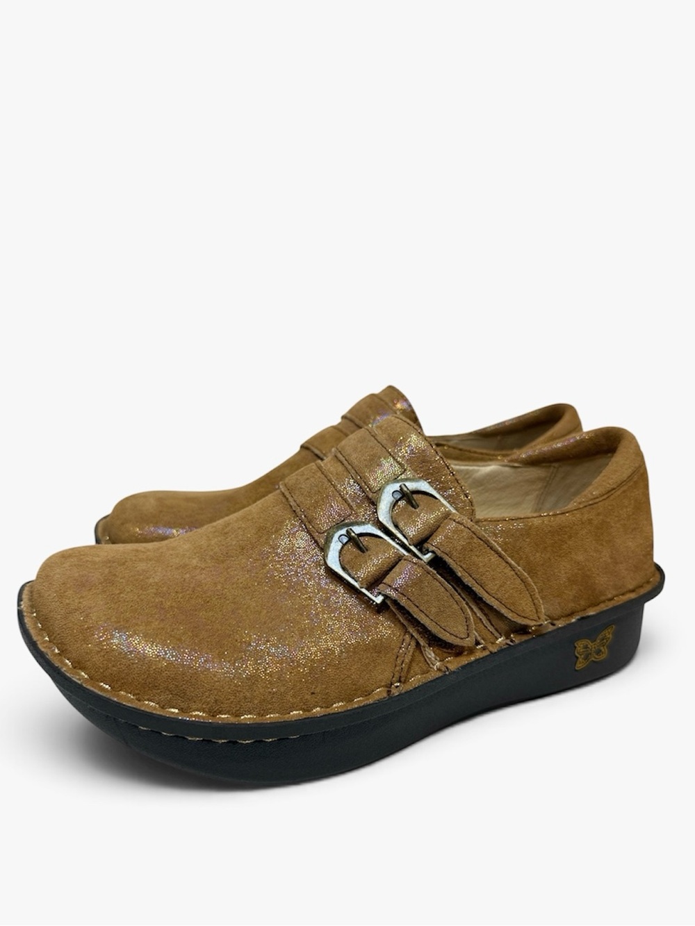 Alegria ALLI-684x Double Buckle Slip On Clog in Desert Essence EU37 BWOB